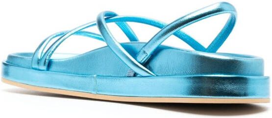 P.A.R.O.S.H. metallic-finish leather sandals Blue