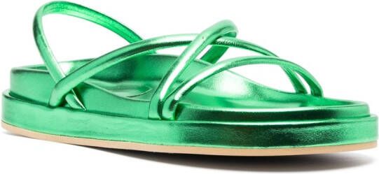 P.A.R.O.S.H. metallic-finish leather sandals Green