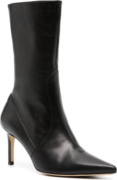 P.A.R.O.S.H. pointed-toe 80mm leather ankle boots Black