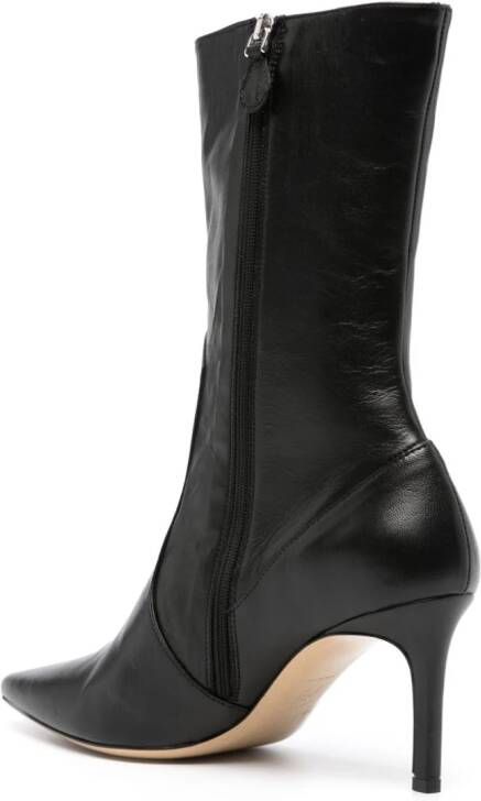 P.A.R.O.S.H. pointed-toe 80mm leather ankle boots Black