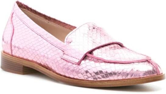 P.A.R.O.S.H. snakeskin-effect metallic loafers Pink