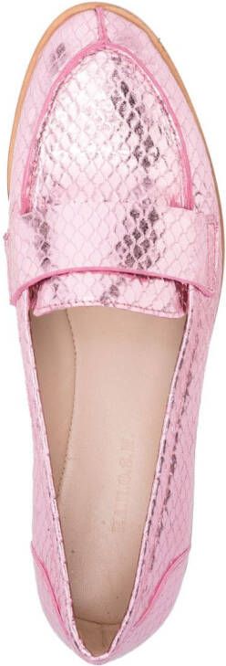 P.A.R.O.S.H. snakeskin-effect metallic loafers Pink