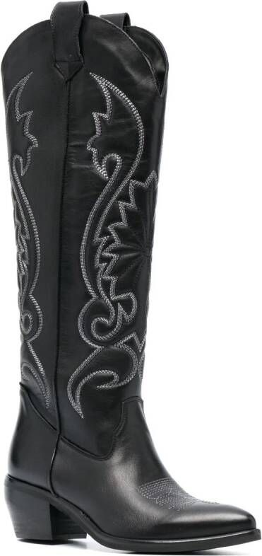 P.A.R.O.S.H. Western 60mm leather knee-high boots Black