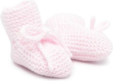 Patachou bow-detail knitted pre-walkers Pink