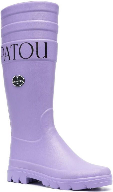 Patou x Le Chameau logo print rain boots Purple
