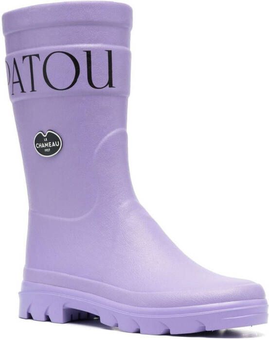 Patou x Le Chameau logo-print rain boots Purple