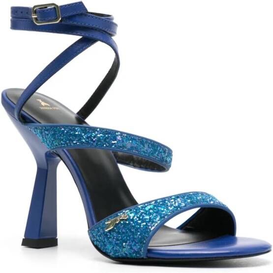 Patrizia Pepe 100mm glittered leather sandals Blue