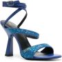Patrizia Pepe 100mm glittered leather sandals Blue - Thumbnail 2