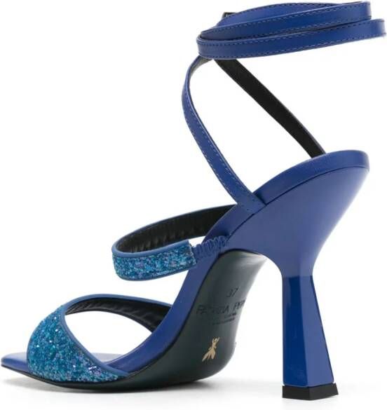 Patrizia Pepe 100mm glittered leather sandals Blue