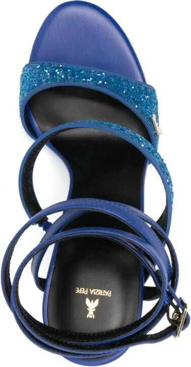 Patrizia Pepe 100mm glittered leather sandals Blue