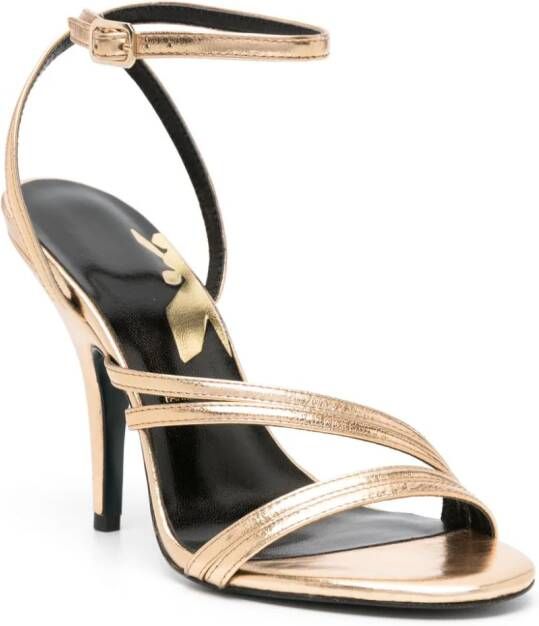 Patrizia Pepe 100mm metallic strappy sandals Gold