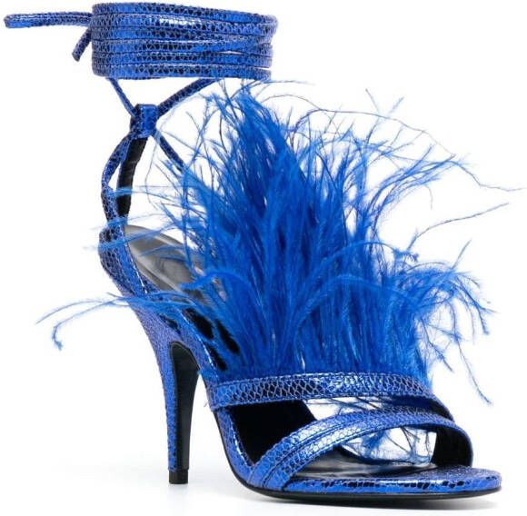 Patrizia Pepe 115mm ankle-tie leather sandals Blue
