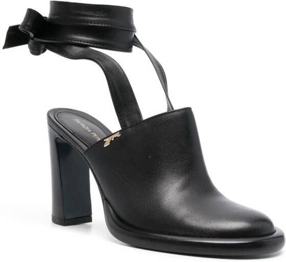 Patrizia Pepe 95mm tied-ankles leather mules Black