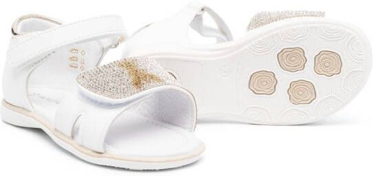 Patrizia Pepe girl rhinestone-embellished touch-strap sandals White