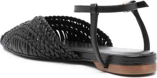 Patrizia Pepe interwoven leather ballerina shoes Black