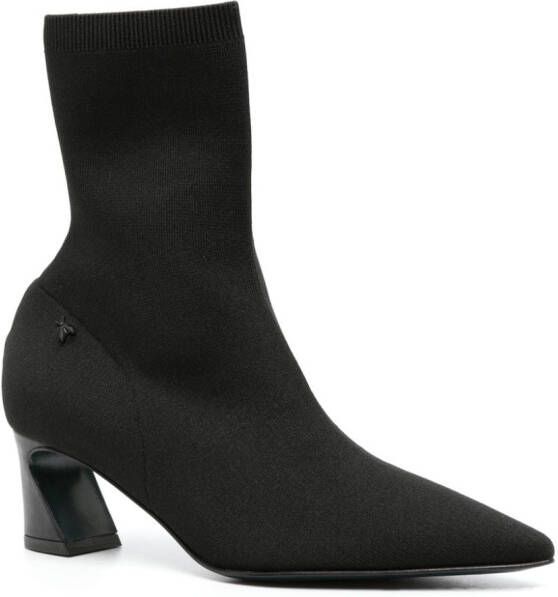 Patrizia Pepe knitted 60mm leather ankle boots Black