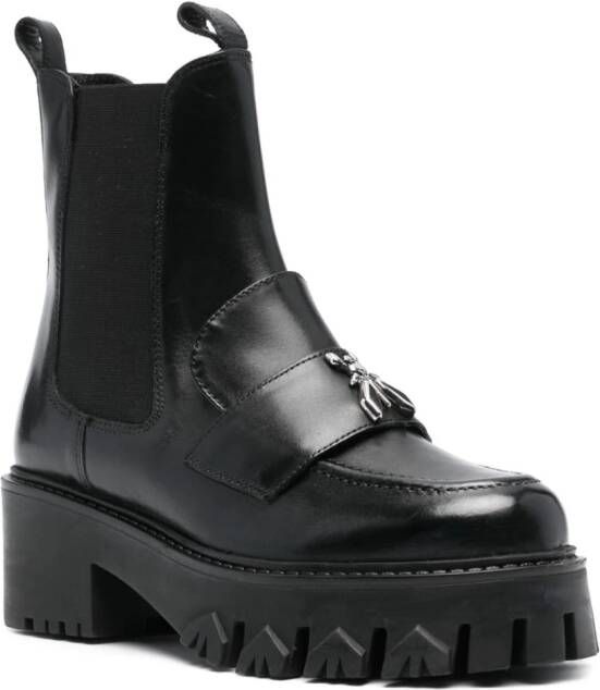 Patrizia Pepe logo-plaque leather boots Black