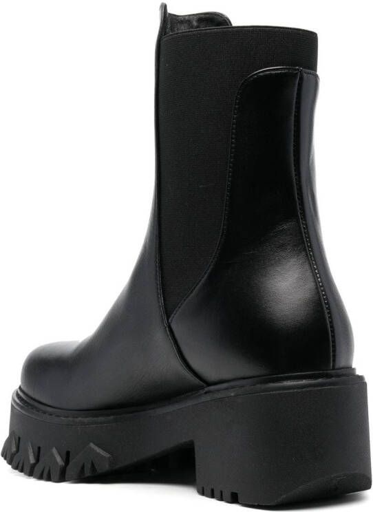 Patrizia Pepe logo-print leather ankle boots Black