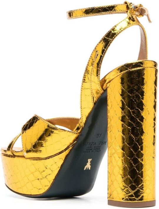 Patrizia Pepe metallic snake-effect sandals Gold