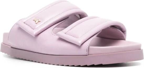 Patrizia Pepe padded leather slides Purple