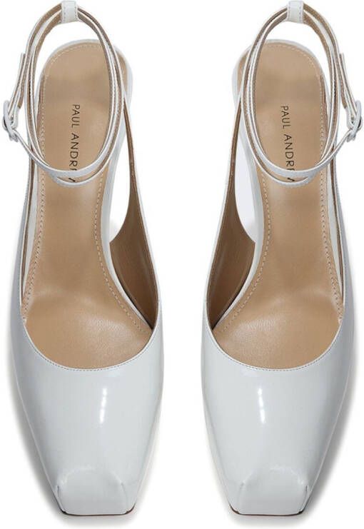 Paul Andrew Levitate 130mm patent leather pumps White