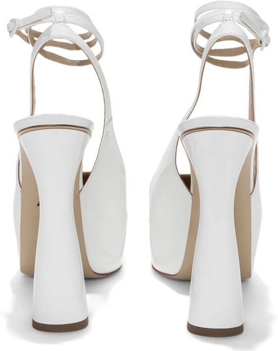 Paul Andrew Levitate 130mm patent leather pumps White