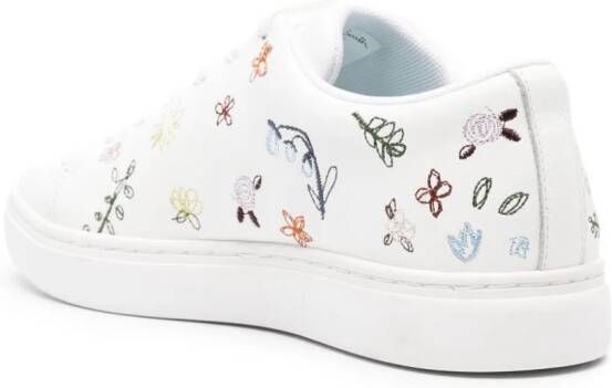 Paul Smith floral-embroidered leather sneakers White