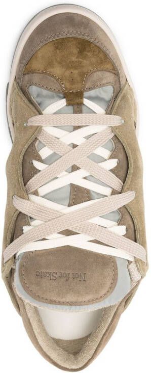 Paura panelled lace-up sneakers Green