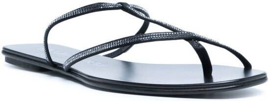 Pedro Garcia crystal-embellished strap sandals Black