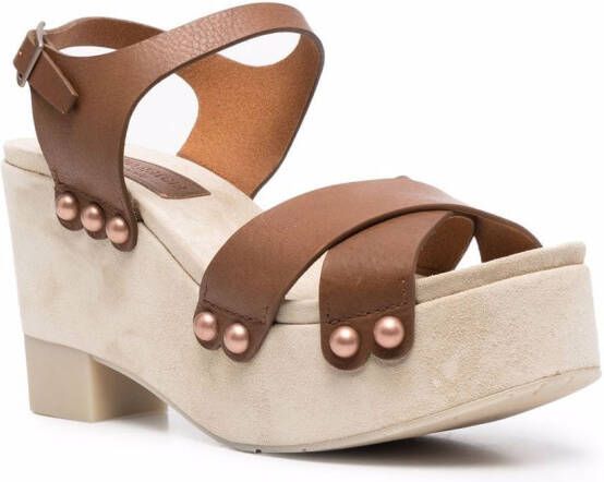 Pedro Garcia Dunia leather clog sandals Brown