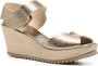 Pedro Garcia Fama 70mm leather wedge sandals Gold - Thumbnail 2