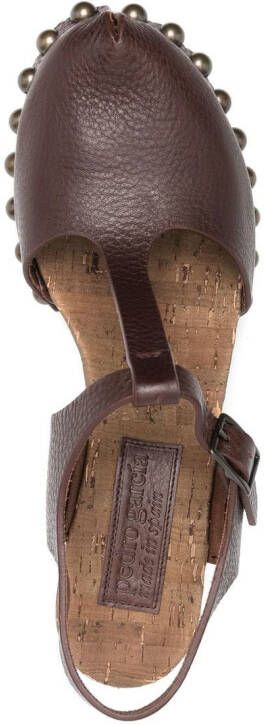 Pedro Garcia gem-detail 100mm cork-platform sandals Brown
