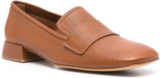 Pedro Garcia square-toe leather loafers Brown