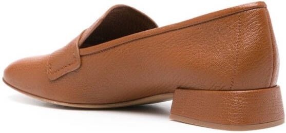 Pedro Garcia square-toe leather loafers Brown