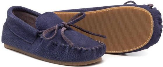 Pèpè bow-detail leather slip-on shoes Blue