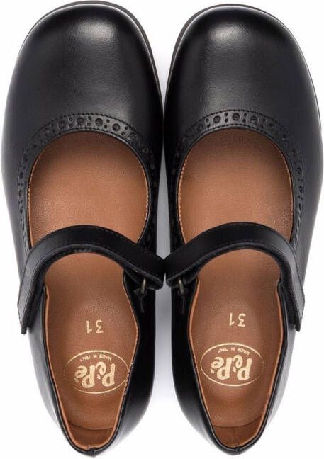 Pèpè brogue-detail leather ballerina shoes Black