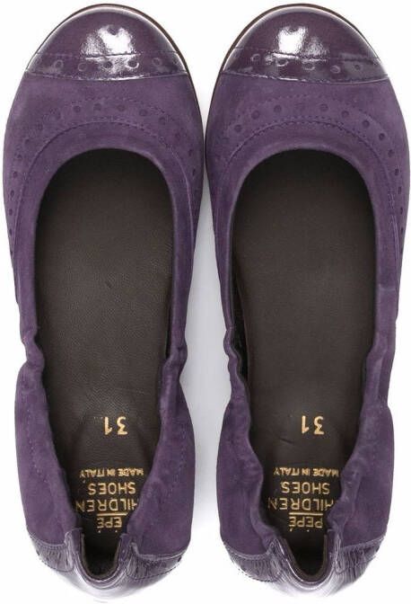 Pèpè brogue-detail suede ballerina shoes Purple