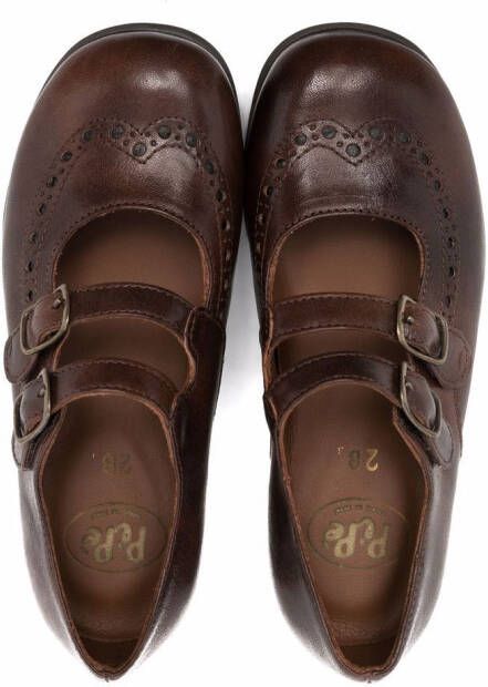 Pèpè buckle-fastening leather ballerina shoes Brown