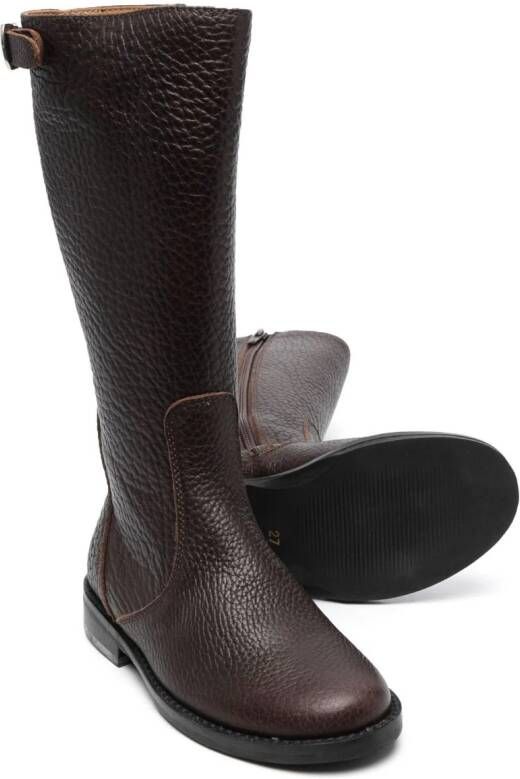 Pèpè buckle-strap leather mid-calf boots Brown