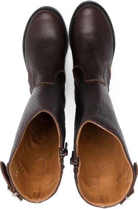 Pèpè buckle-strap leather mid-calf boots Brown