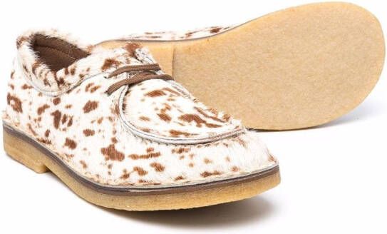 Pèpè cow-print lace-up ballerinas Neutrals