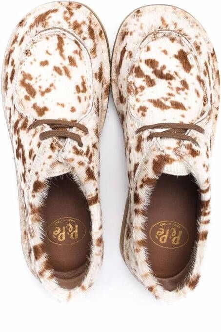 Pèpè cow-print lace-up ballerinas Neutrals