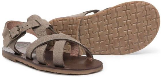 Pèpè cross-strap leather sandals Grey