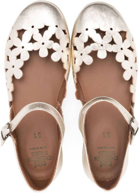 Pèpè cut-out floral ballerina shoes Gold