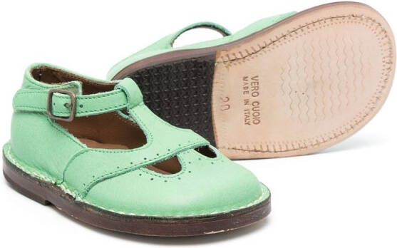 Pèpè cut-out leather ballerina shoes Green