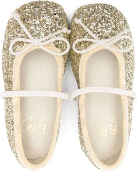 Pèpè Darlyn glitter ballerina shoes Gold