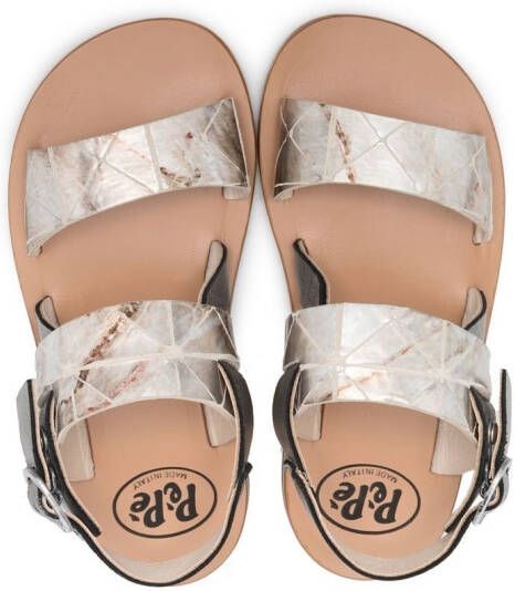 Pèpè double-strap leather sandals Metallic