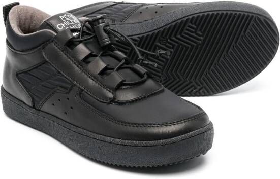 Pèpè drawcord-fastening leather sneakers Black