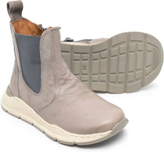 Pèpè elasticated panels leather boots Grey