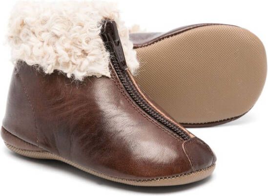 Pèpè faux-shearling leather boots Brown